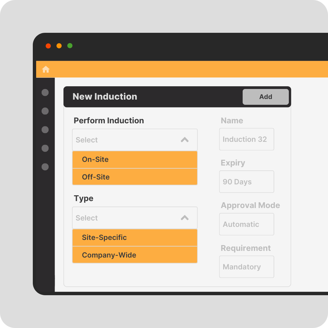 Inductions - Company v Site On Site v Off Site