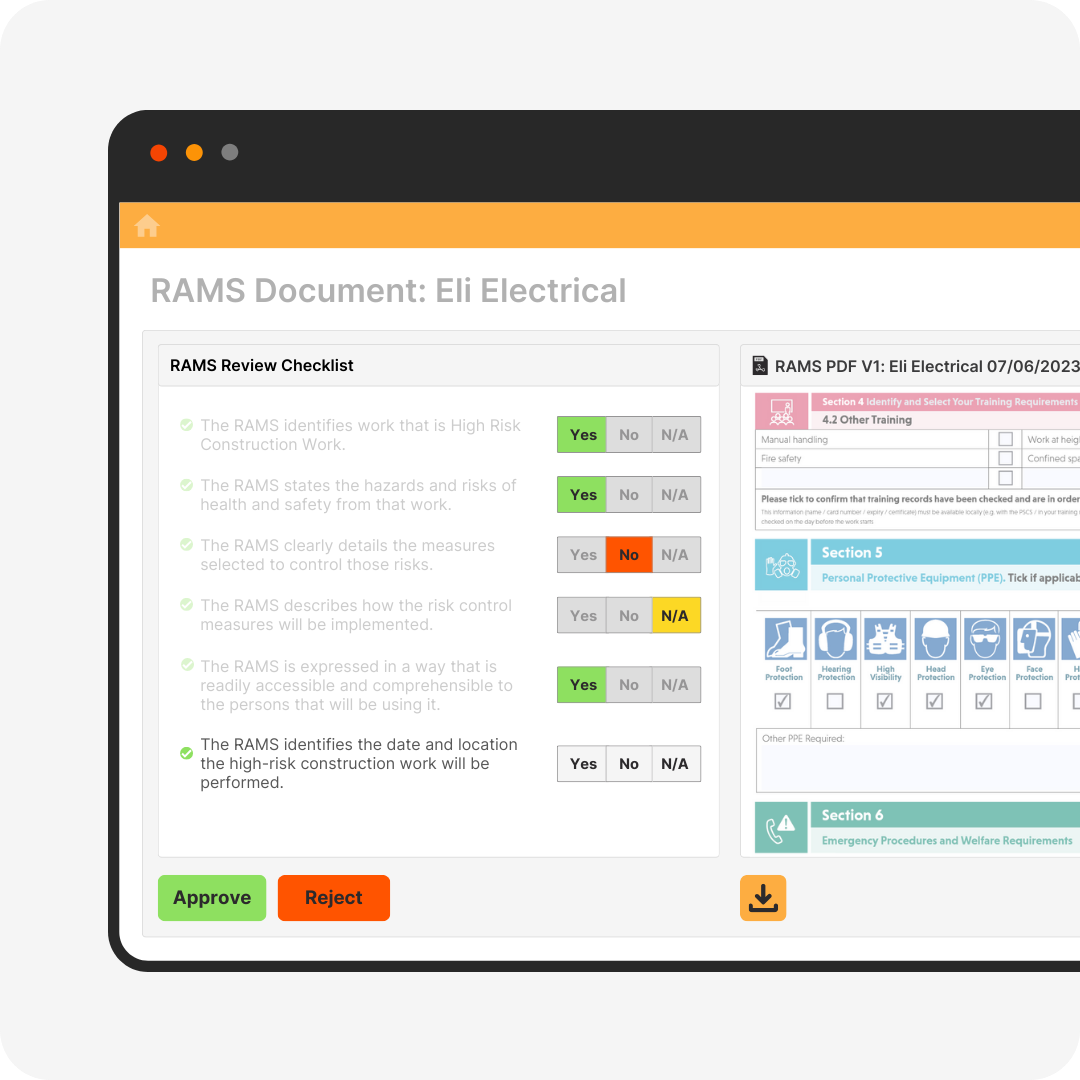 SWMS (RAMS) - Side-by-Side Review Tool