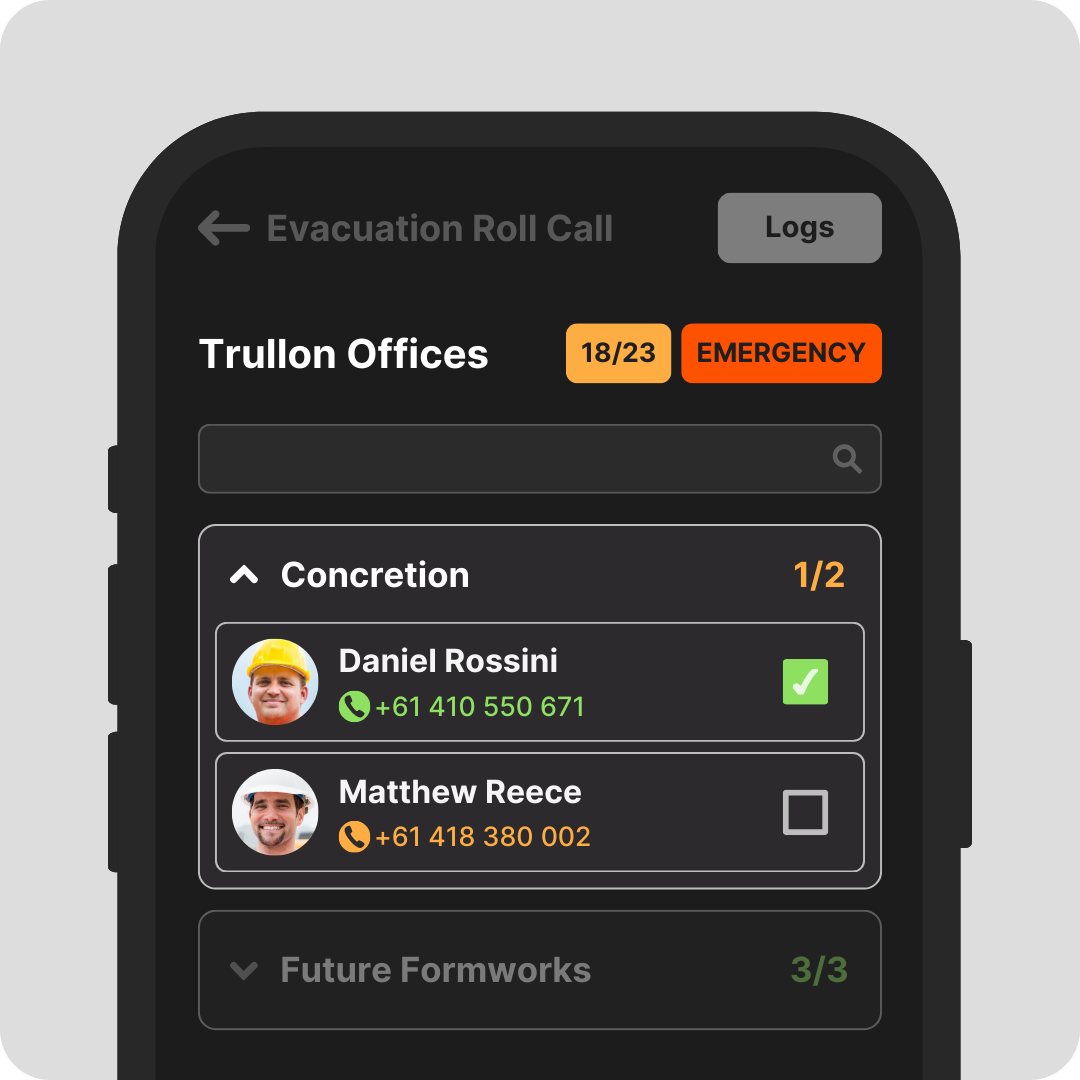 Site Attendance - Evacuations & Roll-Call