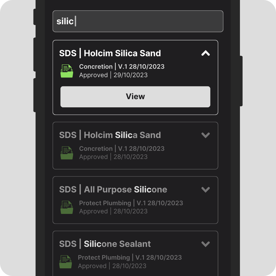 SDS - Visibility, Searchable, Exportable